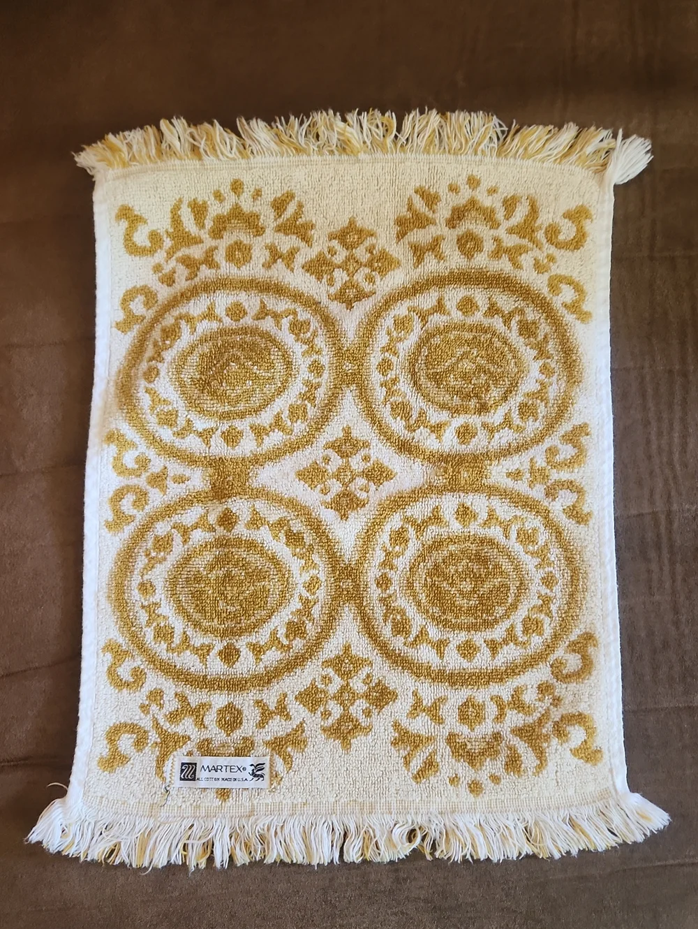 VTG 70s Martex 100% Cotton Gold And White Hand Towel